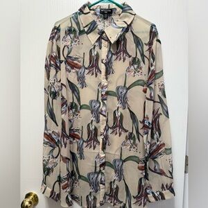 PrettyLittleThing Button Up Floral Blouse Size 18